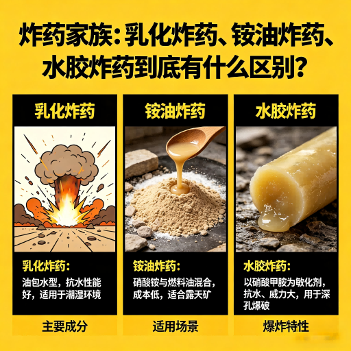龙岩炸药家族：乳化炸药、铵油炸药、水胶炸药到底有什么区别？